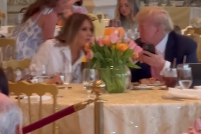 Melania Trump and Donald Trump share an Easter meal together at their resort in Florida.