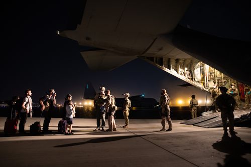 The RAAF C-130J Hercules aircraft landed at Hamid Karzai International Airport in Kabul overnight and departed safely at around 1am local time, 18 August 2021.