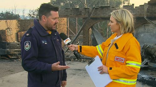 In response, NSW RFS Inspector Ben Shepherd rejected the claims and said that fire crews on Sunday did all they could to combat the Tathra bushfire. Picture: 9NEWS.