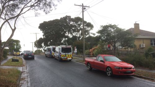 Police and paramedics at the scene of the suspected aggravated burglary in Frankston. (9NEWS)