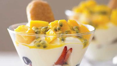 Click through for our<a href="http://kitchen.nine.com.au/2016/05/13/12/15/summer-fruit-trifles" target="_top"> summer fruit trifles</a> recipe