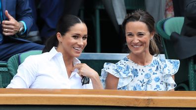 Meghan and Pippa and Wimbledon laughing