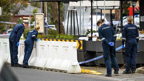 Police at the crime scene following a fatal shooting in Keilor.