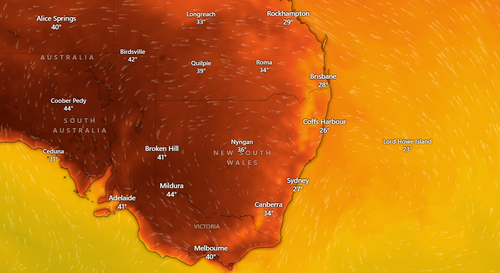 Temperatures across east coast tomorrow