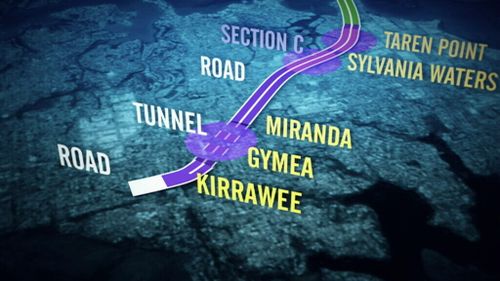 The controversial Section C of the motorway would wipe out homes in Miranda, Gymea and Kirrawee. (9NEWS)