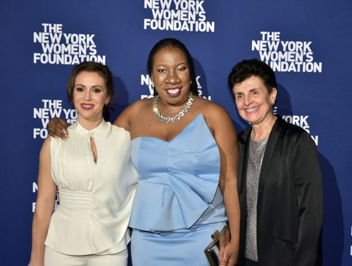 Alyssa Milano, founder of the #MeToo movement Tarana Burke and Ana Oliveira.