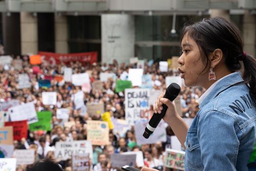 Teenagers spoke to huge crowds in Sydney.