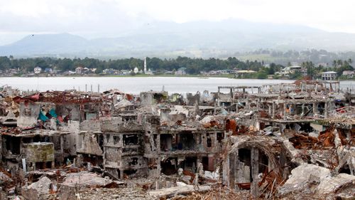 A general view of battle damaged Marawi City in the Southern Philippines on October 17, 2017 (GETTY)