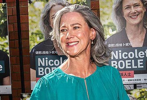 Nicolette Boele at Killara High School polling place (Steven Siewert/Nine)