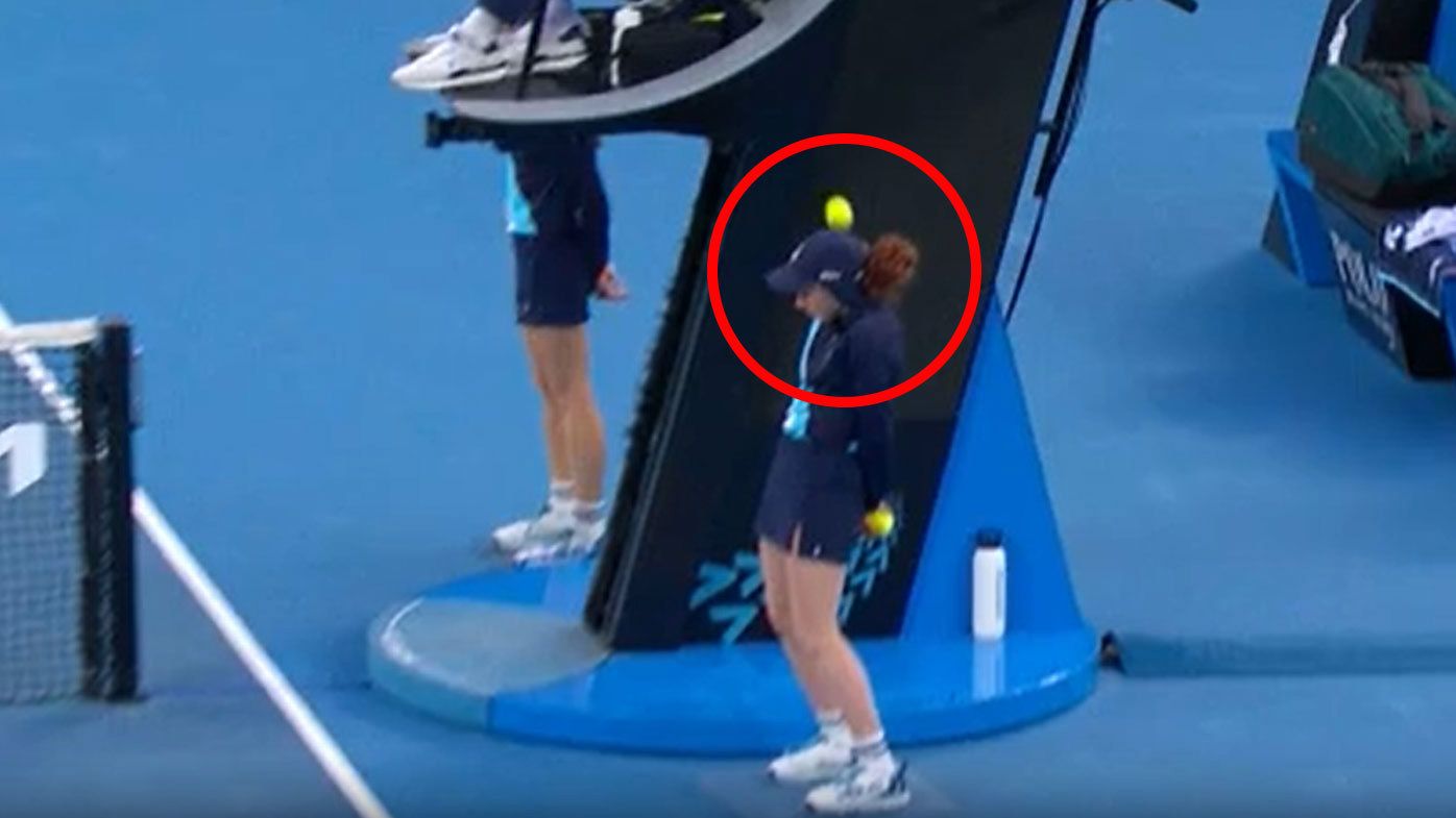 A ballgirl found herself in the firing line in the first set of the women&#x27;s final