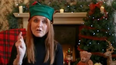 Sarah, Duchess of York, shares a message to sick children dressed in an elf hat.