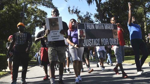 Locals in Brunswick, Georgia, take to the streets to demand justice for Ahmaud Arbery.