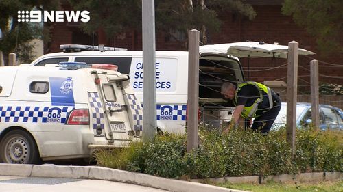 Police at the scene in Bundoora this morning.