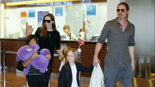 Angelina Jolie and Brad Pitt with their children Pax, Shiloh and Knox in 2013. (AAP file image)