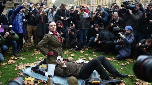 Couples protest outside UK parliament over hardcore porn ban
