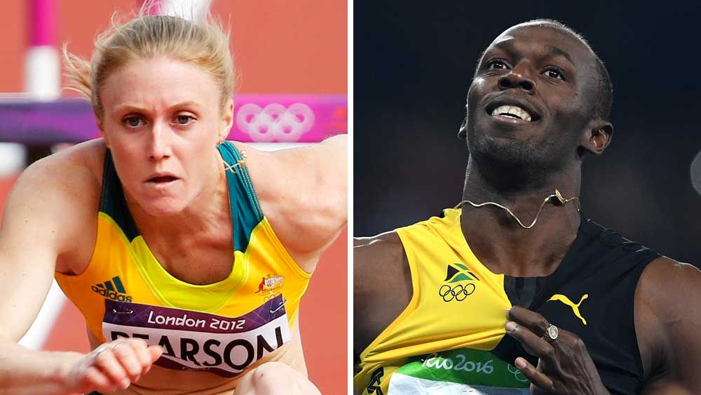 Sally Pearson and Usain Bolt. (AAP)