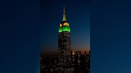 New York lights up in green and gold for Australia Day despite blizzard conditions