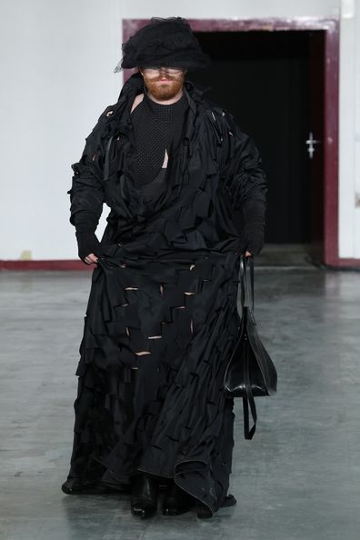 Sam Smith walks during Paris Fashion Week, making runway debut