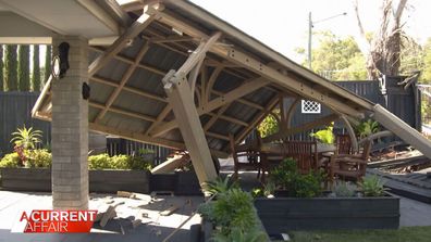 Peter and Jan Hupalo's pergola and patio area was crushed during the crash.