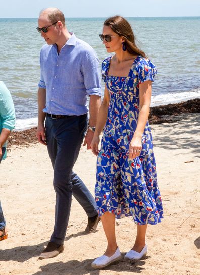 Kate Middeton's blue floral summer dress in Belize is by Tory Burch!