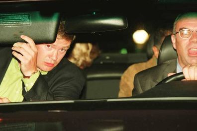 Diana, Princess of Wales and Dodi Fayed (both partially visible in back seat), bodyguard Trevor Rees-Jones (front, left) and driver Henri Paul, in their Mercedes-Benz S280, shortly before the fatal crash which killed Diana, Fayed and Paul, Paris, 31st August 1997. Jacques Langevin's photo was presented as part of the evidence at the Scott Baker Inquest into the crash, in which the jury found that Diana and Dodi had been unlawfully killed because of the reckless driving of Henri Paul and the purs