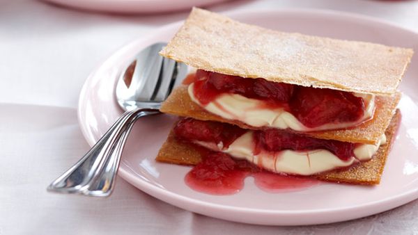 Rhubarb custard mille feuille