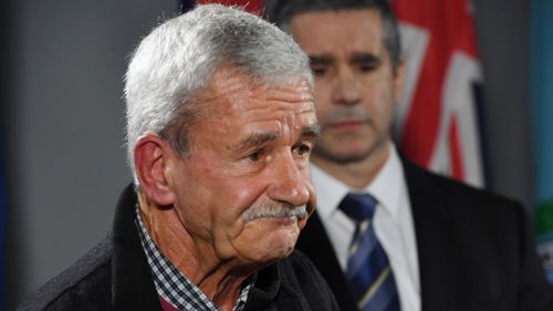 Paul White at today's announcement of the $1 million reward. Picture: AAP