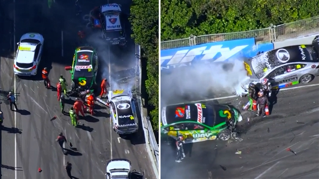 Calls for 'garbage bin' tyre bundles to be thrown out after enormous Supercars crash