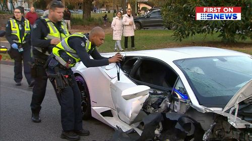 The expensive sports car was left in pieces after the crash. Picture: 9NEWS