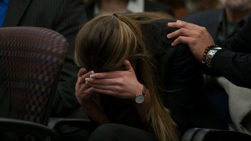 Victim Kyle Stephens reacts during court proceedings. (AAP)