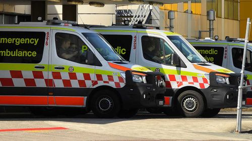 Ambulances outside John Hunter Hospital.