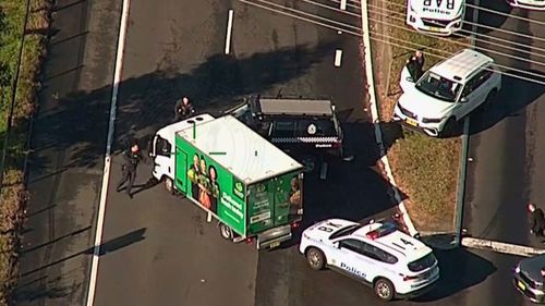 The delivery vehicle was eventually stopped by roadï»¿ spikes on the Great Western Highway at Glenbrook.