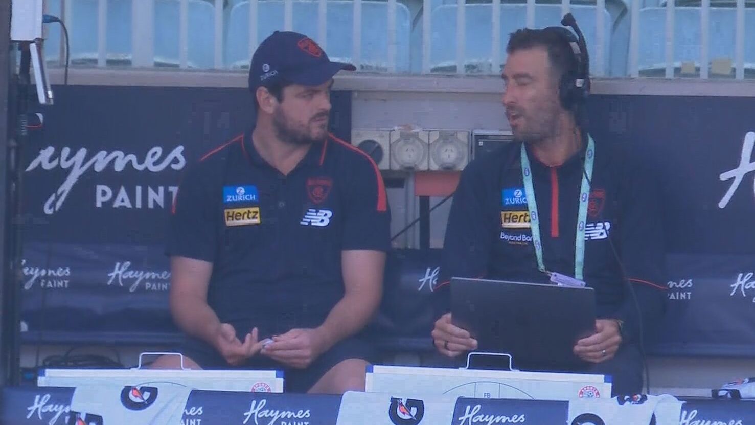 Angus Brayshaw is spotted on Melbourne&#x27;s bench ahead of the Demons&#x27; match against the Western Bulldogs.