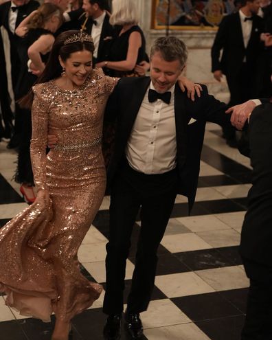 Queen Mary at the Evening Party for Art and Culture alongside her husband, King Frederik