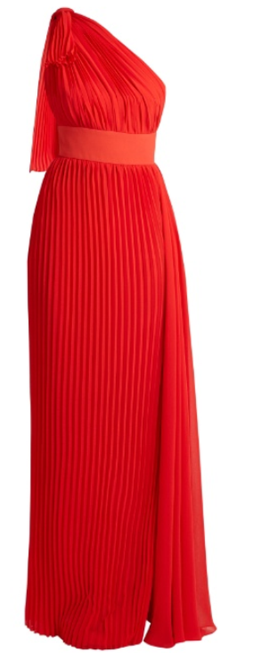<a href="http://www.matchesfashion.com/au/products/1074287" target="_blank">Elie Saab one-shoulder pleated georgette gown, $3931.</a>