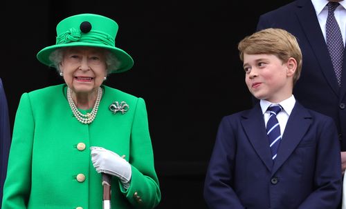 Prince George with Queen Elizabeth for her Platinum Jubilee celebration in 2022.