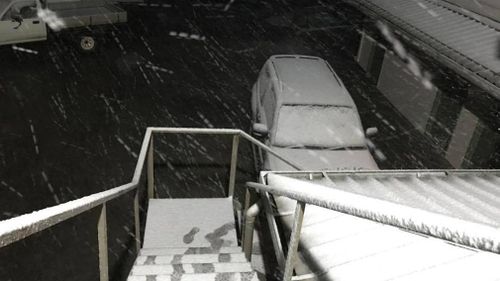 The snow started falling in the early hours of yesterday morning. (Great Lake Hotel)