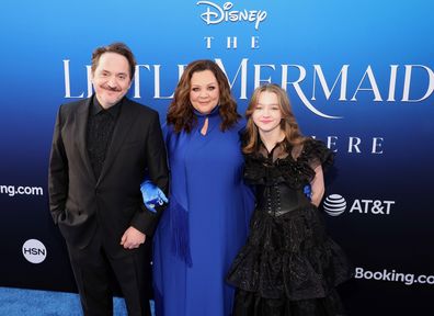 LOS ANGELES, CALIFORNIA - MAY 08: (L-R) Ben Falcone, Melissa McCarthy, and Vivian Falcone attend the World Premiere of Disney's live-action feature "The Little Mermaid" at the Dolby Theatre in Los Angeles, California on May 08, 2023. (Photo by Jesse Grant/Getty Images for Disney)