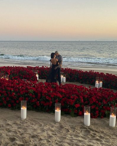 Kourtney Kardashian and Travis Barker engaged after rocker proposes in romantic beachside setting