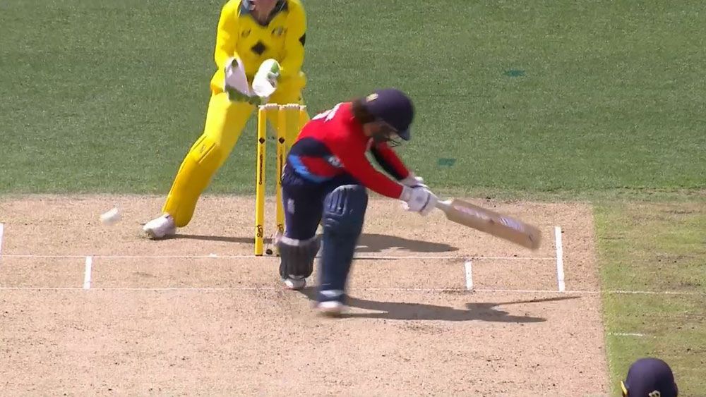 English opener Tammy Beaumont out 'ribs before wicket' in women's Ashes T20 match