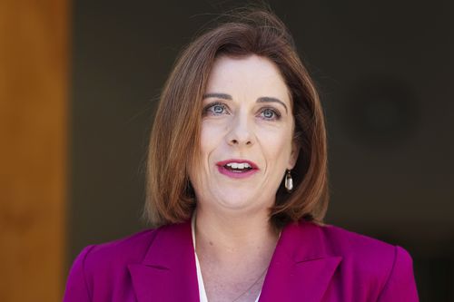 Minister for Communications and Minister for Sport Anika Wells during a press conference at Parliament House in Canberra on Monday 10 November 2025. fedpol Photo: Alex Ellinghausen