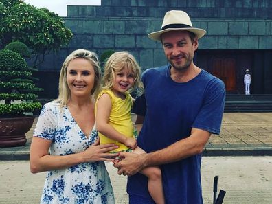 Sandy Ronalds with her husband and daughter in 2017, when she first had the idea for a sustainable underwear brand.