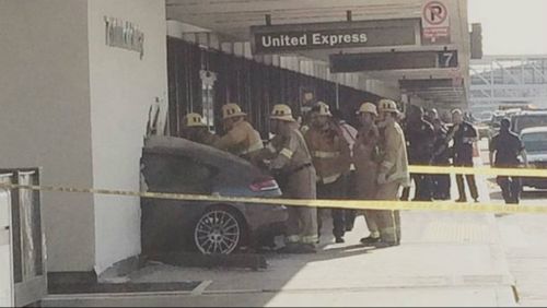 Car slams into departures lounge at LAX