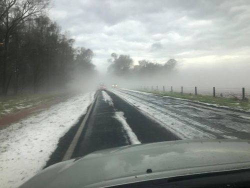 The hail hit south east Queensland as two supercells came in from the west.