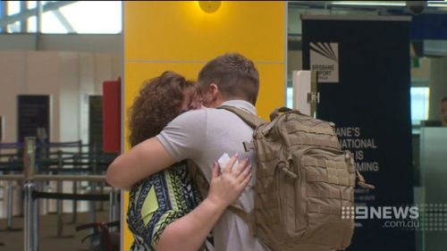 There were emotional scenes during the airport farewell. (9NEWS)