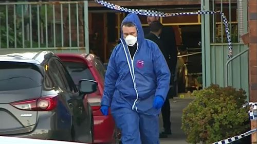 Forensics and homicide police today investigated a Brighton Le Sands home in Sydney's south after Mr Caetano was found unconscious at the property. Picture: 9NEWS.