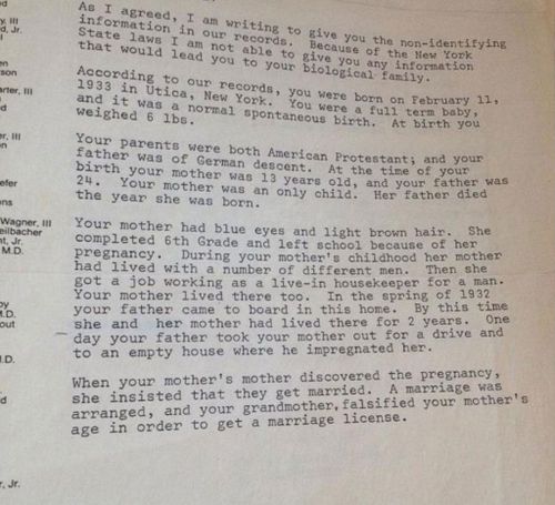 A letter recieved from the adoption agency in 1983. (Kimberly Miccio)