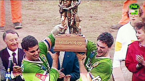 Meninga captained the Canberra Raiders to a grand final win in 1989.