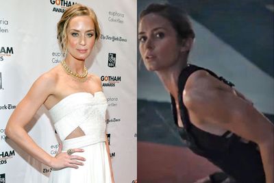 Emily Blunt hit the gym at 5am every day to do weight-training and gymnastics for her role as a soldier in <i>Edge of Tomorrow</i> (2014) alongside Tom Cruise. <br/><br/>(Images: Getty/Warner Bros)
