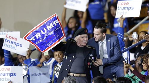 The pro-Trump supporter who heckled the president. (AAP)